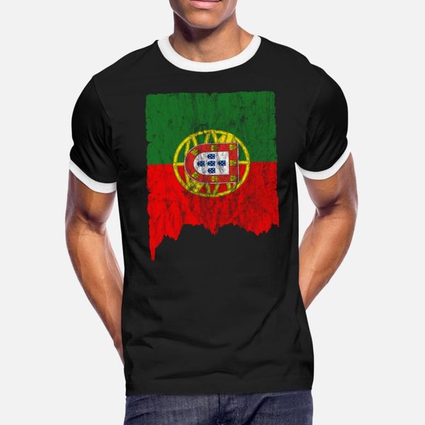 

portugal flag used look vintage t shirt men customize short sleeve euro size s-3xl solid color gift casual spring standard shirt