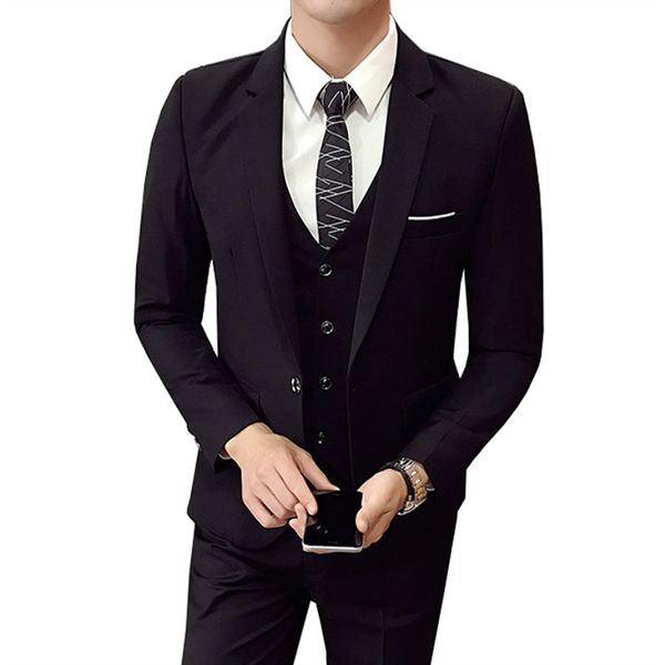

suits 2020 new men's business casual high-end custom blazers 3 piece set (coat + vest + pants) wedding banquet work suit, White;black