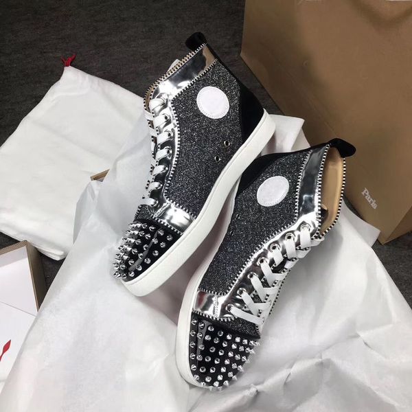 

designer spikes & high sneaker shoes,men's casual flats for couple sports studs wholesale outdoor trainers eu35-47, Black