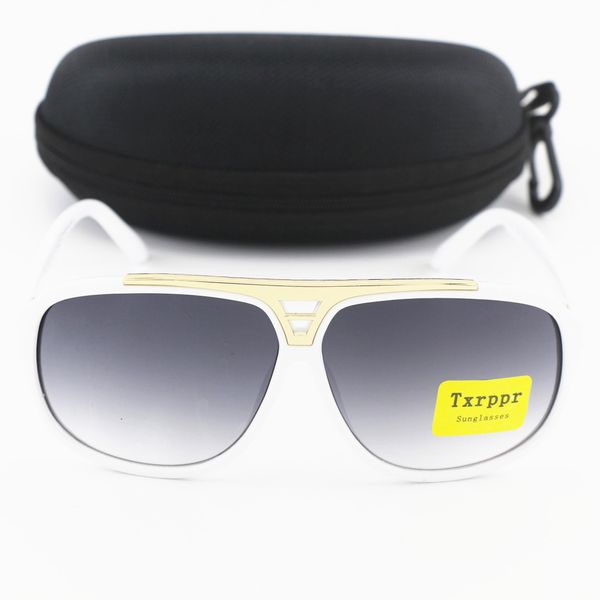 

men sunglasses white frame txrppr sun glasses retro vintage white gold summer style with box, White;black