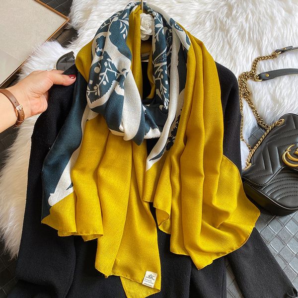 

large size long cotton scarf for women leopard print hijab scarves fashion headband shawls lady wraps 2020 winter new, Blue;gray