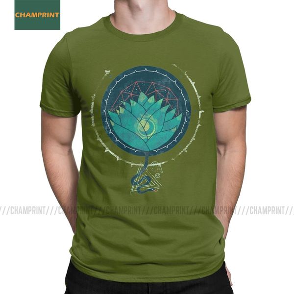 

blue lotus mandala t-shirt men geometry watercolor chic flower spiritual romantic vintage cotton tee shirt short sleeve t shirt