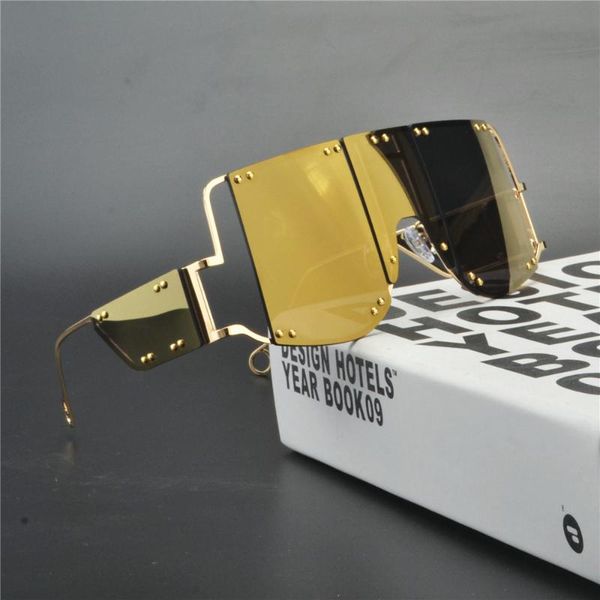 

fashion mirror square sunglasses women designer goggle sun glasses men rimless eyeglass frame men female eyewear nx, White;black