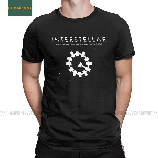 

novelty interstellar t-shirt for men round collar cotton t shirt nolan movie space sci fi spaceship short sleeve tees