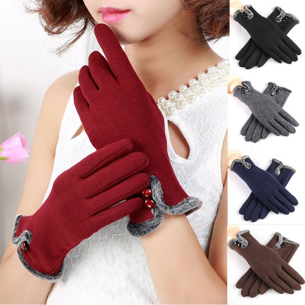 

five fingers gloves hirigin winter warm women fashion touch screen mittens warmer 2021 plush princess, Blue;gray