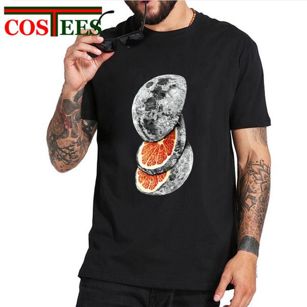 

funny slice fruit moon t-shirt for male lunar fruit t shirt women men vintage retro lemon moon tee shirt hombre camiseta tee