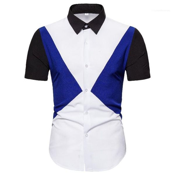 

color lapel neck tees man short sleeve fashion casual mens patckwork designer polos summer men contrast, White;black
