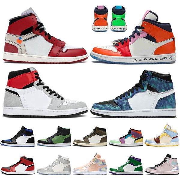 

tie dye 1 high og basketball shoes for men jumpman 1s royal toe obsidian patent pine green fearless mens women trainers sports sneakers