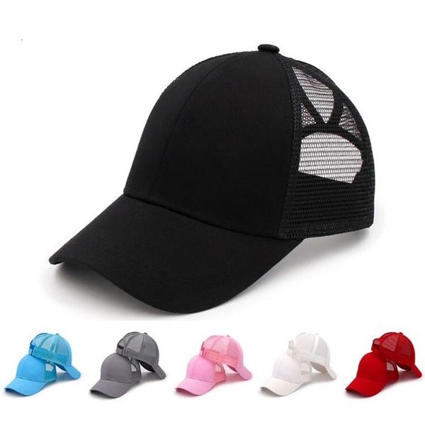 

lady solid ponytail baseball pure color cap trucker pony caps visor cap dad hat mesh summer outdoor cup wy787q, Yellow