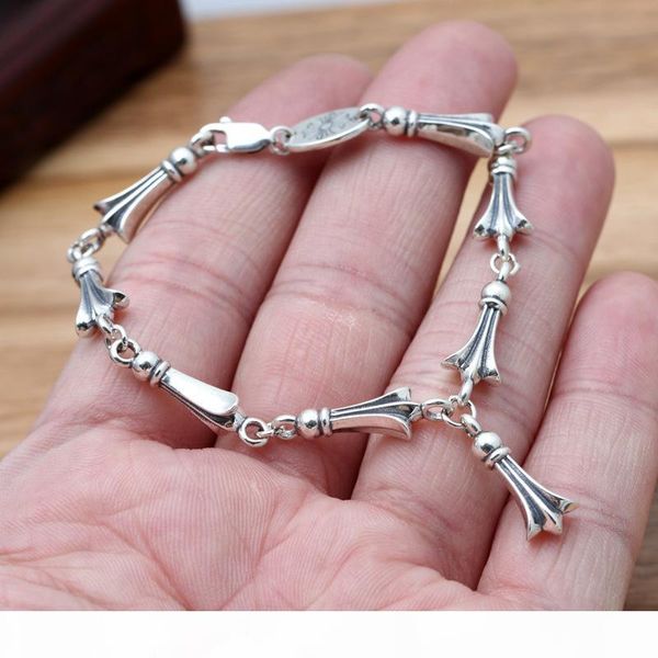 

brand new 925 sterling silver vintage jewelry antique silver hand-made designer solid sterling silver bone chain bracelet, Golden;silver