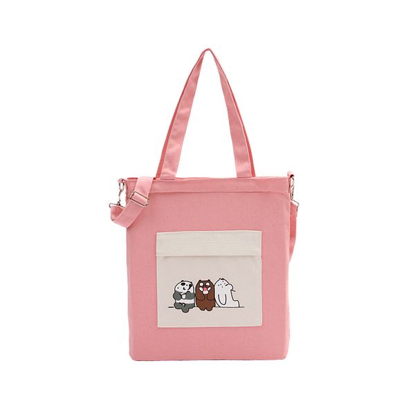 

canvas capacity women shoulder bag zipper cotton tote shopper bag eco reusable shopping handbag cartoon cloth messenger