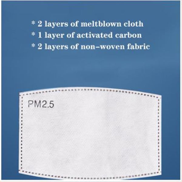 

for anti mask instock pm2.5 filter haze mouth mask replaceable filter-slice 5 layers non-woven activated carbon filter face masks gasket1