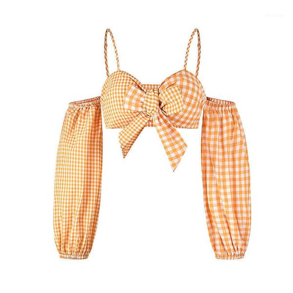 

одежда cute sexy женщин crop top casual camis женщины дизайнер camis плед желтый естественный цвет подростковая конструктора, White