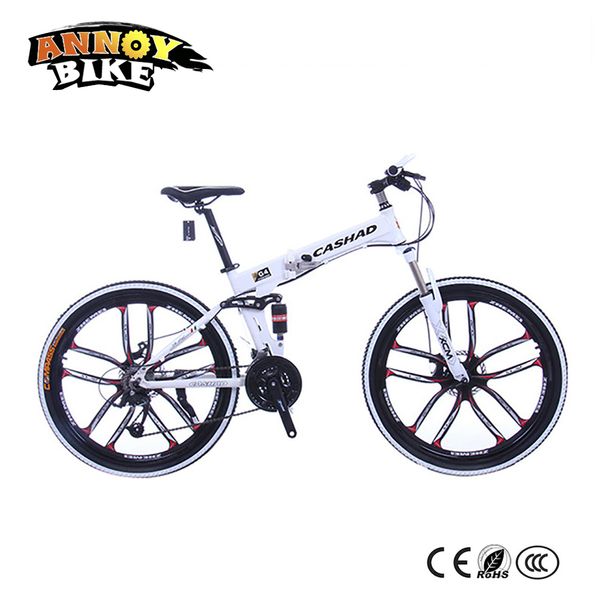 

26 inch aluminum alloy 21/24/27 speed double disc brake bicycle double shock absorption oil spring fork folding mountain bike