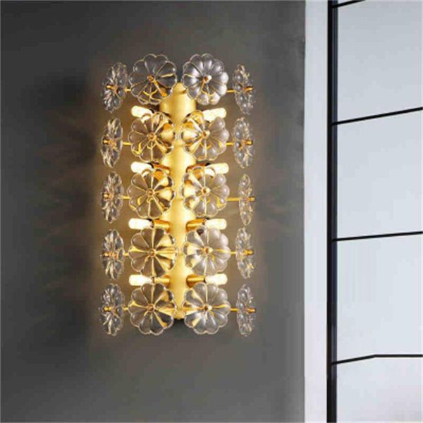 Flower LED parede pétala lâmpadas de cobre de ouro modernas luzes de parede de luxo no quarto de bronze arandela vivem corredor luzes quarto foyer