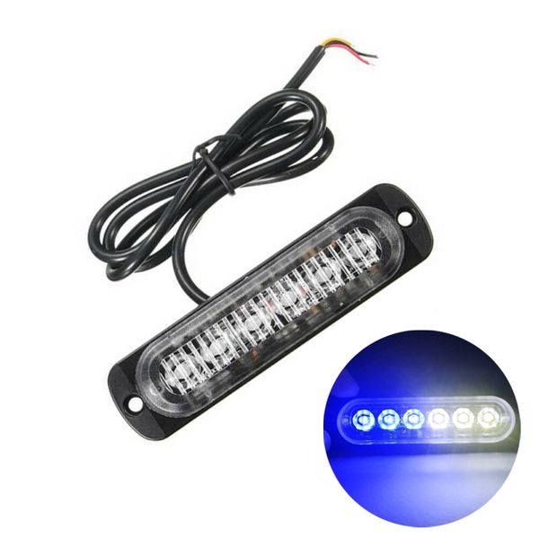 1x Bianco Blu 6 LED Slim 12V luce stroboscopica 24V 24LED auto Moto Camion LED indicatore laterale lampade lampeggiante Attenzione lampadine lampade