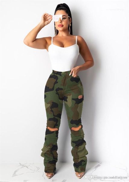 

дамы ripped capris вскользь тонких женской одежда весна камуфляж печатных женщины брюки модельер высокая талия, Black;white