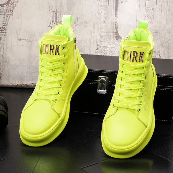 

yellow white hip-hop men high men platform shoes leather loafers punk sneakers prom shoes zapatillas hombre, Black