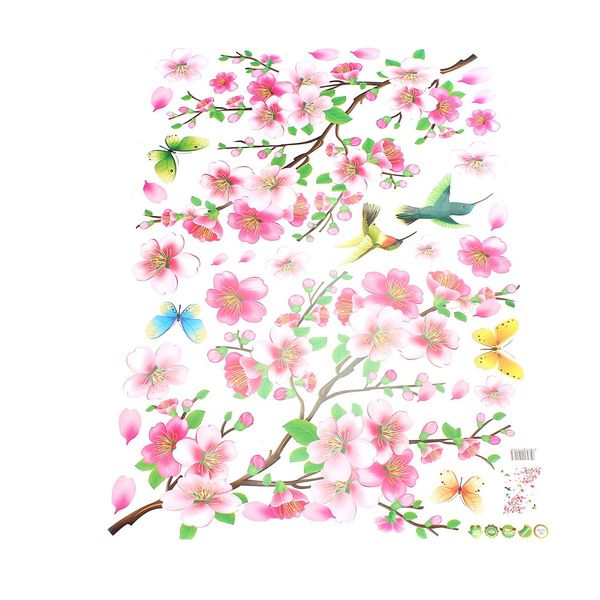 

peach blossom flower bird removable wall sticker tv sofa wall decor art
