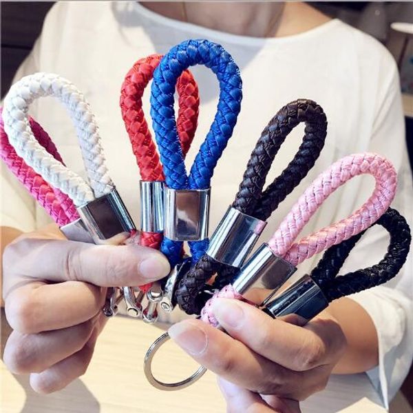 

20pcs various colors new car styling good quality leather keychain key chain ring keyring white blue black red pink, Silver