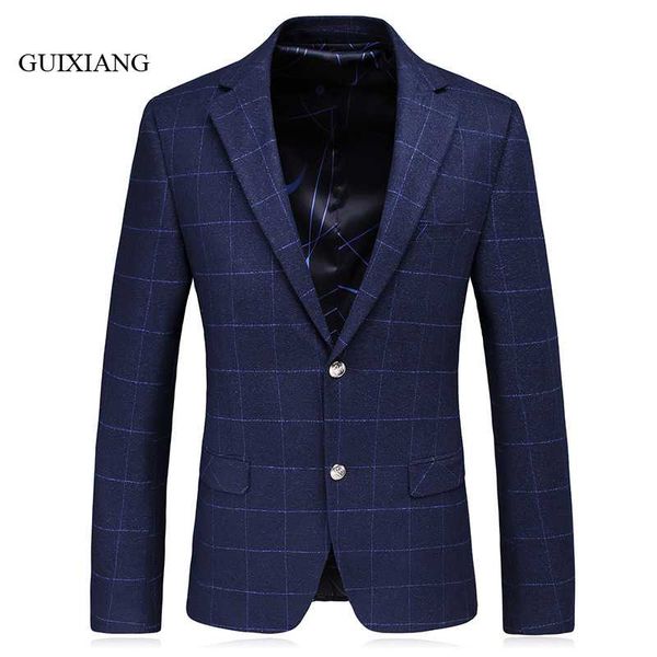 

2020 new spring and autumn style men blazers business casual slim plaid two single breasted men suit jacket s-3xl, White;black