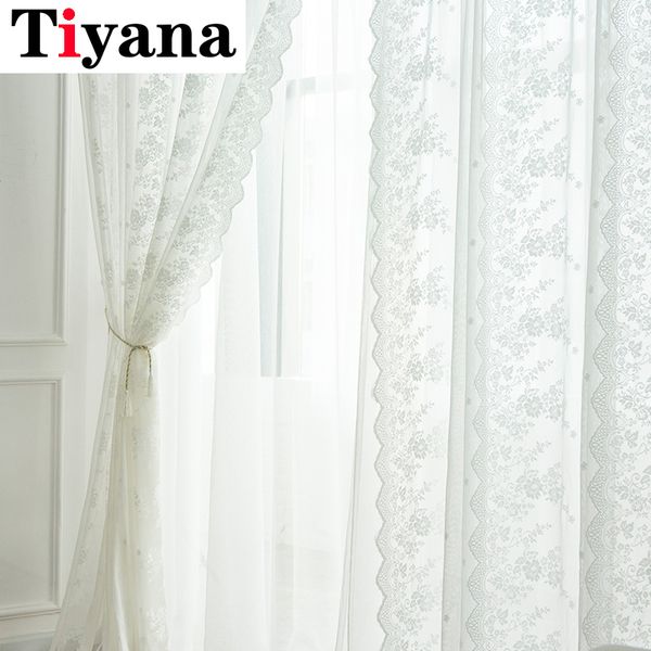 

lace curtains kitchen window rustic home decor white sheer curtains flower pattern short tulle drapes single panels zh024z