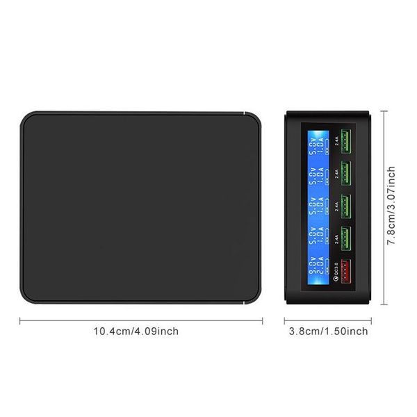 

cgjxs multi -port 5usb smart phone charger qc3 .0 fast charge lcd precision screen digital display charging 40w charger