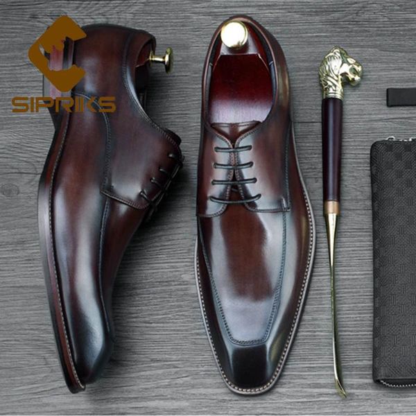 

dress shoes sipriks mens brown calf leather business office elegant black gentleman formal tuxeod social suit
