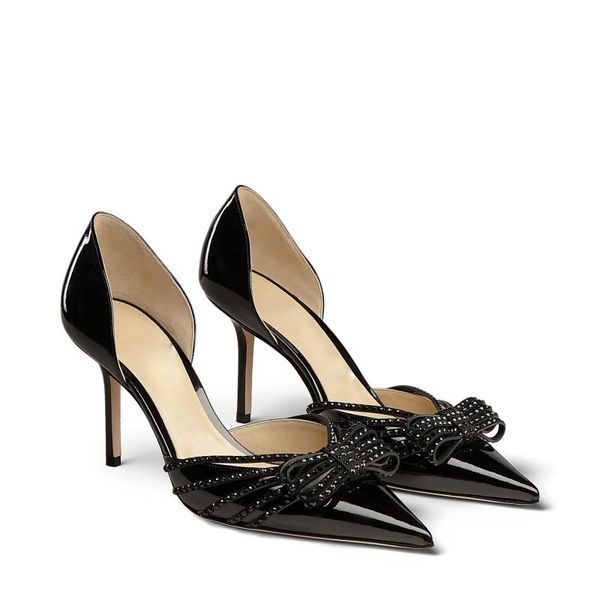 

women's shoes 2020 new water diamond high heeled shoes pointed thin heels single, Black