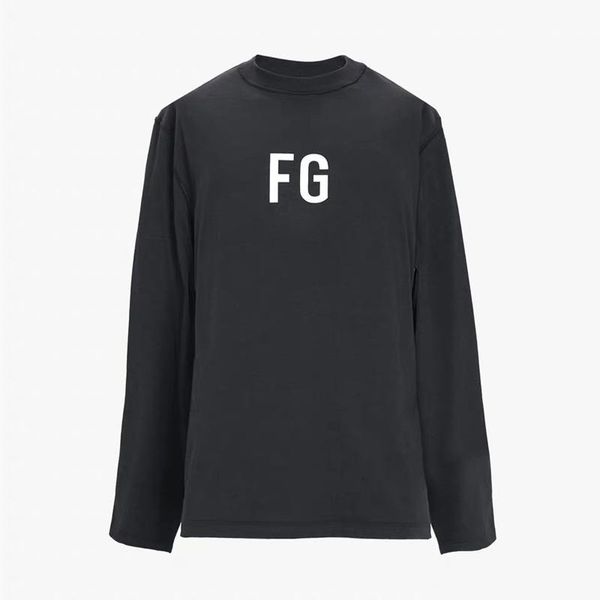 

19ss fear of god 6th long sleeve «fg'tee fg jerry fg letter printed t-рубашки повседневные fog дышащий street скейтборд тройника способа hfl, White;black