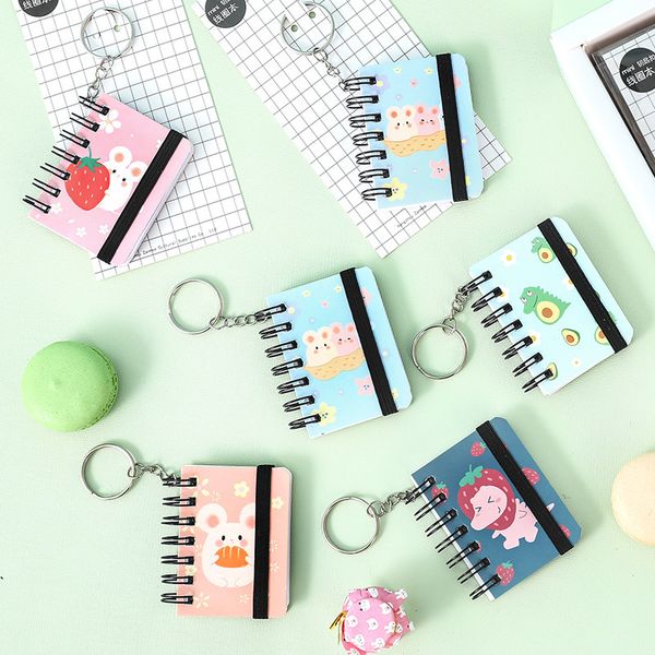 

new creative notepad keychain can open the keychain to write fun cartoon mobile phone bag car pendant can open the key ring, Silver