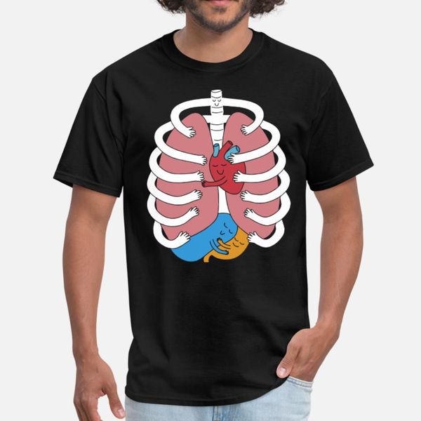 

hugging anatomy costume funny skeleton organ hug n t shirt men designer cotton s-xxxl unique fitness new fashion spring autumn slim shirt