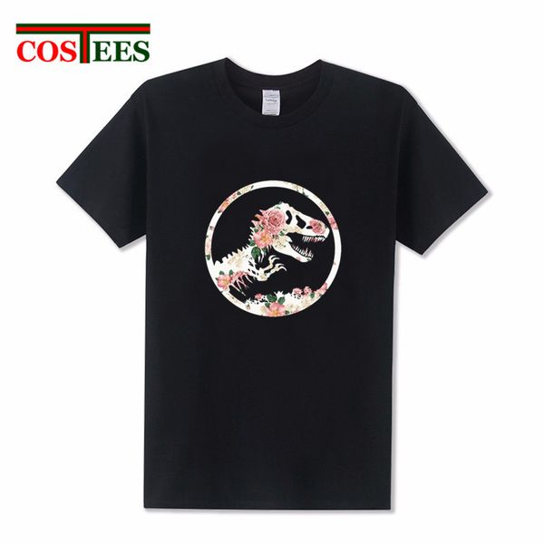 

sport floral dinosaur jurassic t shirt men 2018 summer flower dino park t-shirt 100% pure cotton china man brand clothing