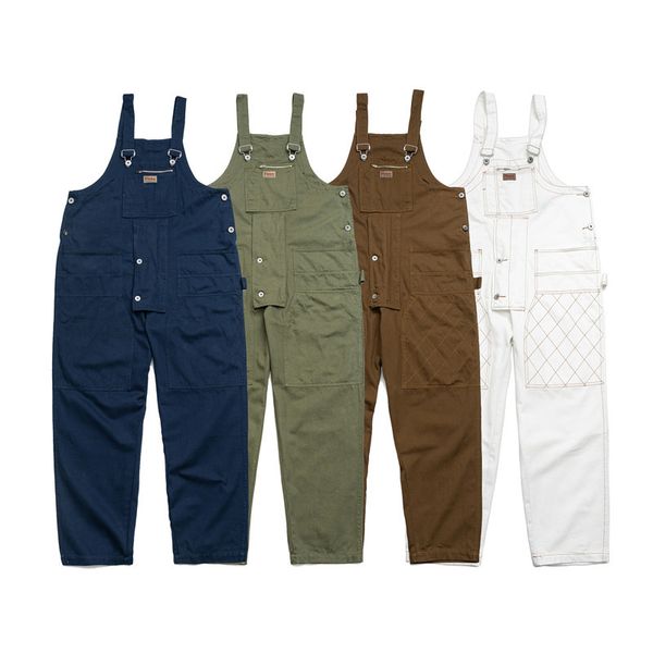 

solid color men jumpsuit streetwear bib pants 2020 brand casual suspenders loose new fashion trousers cargo overalls men, Black