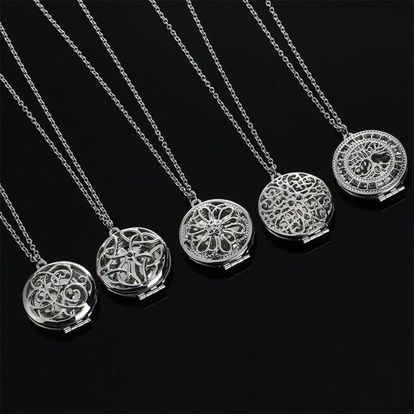 

3 pendant silver essential aroma life of oil necklaces b style chain tree 60cm sweater jewelry ancient necklace hollow diffuser idech