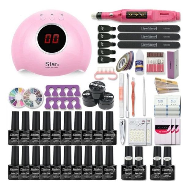 

nail art kits set uv led lamp dryer with 12/20/30 pcs gel polish kit soak off manicure tools electric drill for