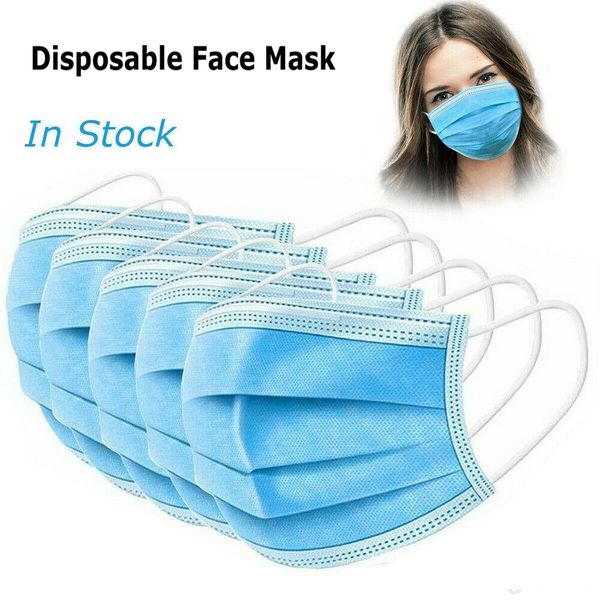 

dhl in stock disposable face mask 3 ply elastic for mask anti dust protective safety mouth mask home use facemask mascherine