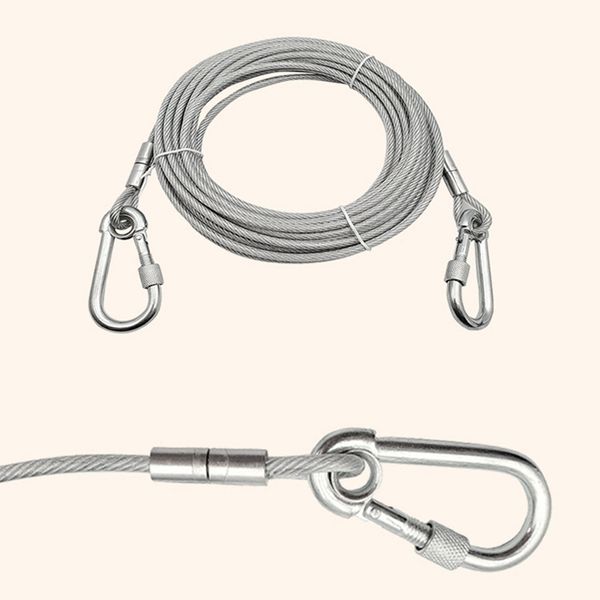 

20/30ft extra long steel wire pet chain traction leashes outdoor dog leash puppy pet traction for small medium large dogs1