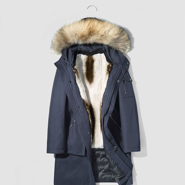 

real fur coat men's winter jacket real fur liner parka men raccoon collar warm jackets plus size ydpj-3 yy476, Black