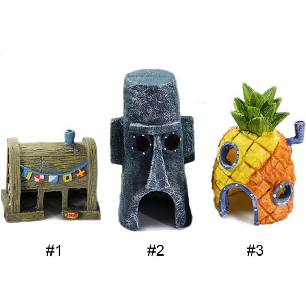 

3 styles pineapple cartoon fish tank house home with escape hole aquarium ornament decoration landscaping soldier crab fish tank decorations