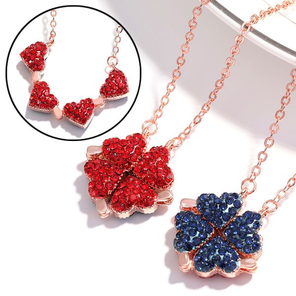 

korean joker deformable tiyanium steel lucky four- leaf clover necklacefor women party fasion rose gold color, Silver