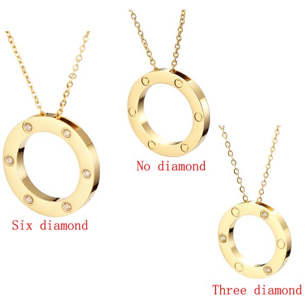 

2020 любовь двойной круг ожерелье красивые ювелирные изделия из нержавеющей стали цепи ожерелье с комплектом мешка, Silver