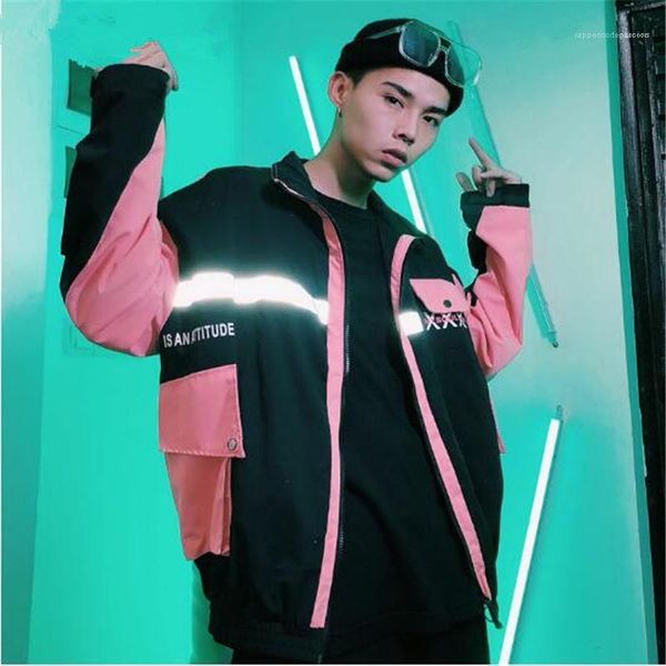 

mens tooling jackets baggy patch pocke homme clothes 3m reflective mens designer jackets street hip hop, Black;brown