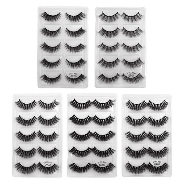

new 5pairs 3d curling dense false eyelashes natural slender fake eye lashes makeup tool face maquiagem