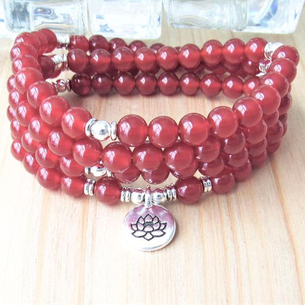 

wholesale 8 mm carnelian 108 mala yoga bracelet new design women`s yoga bracelet spiritual chakra energy protection jewelry, Black