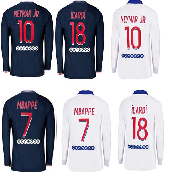 

2020 21 париж с длинным рукавом футбол джерси 2021 # 7 mbappe sarabia paredes uniform mens # 9 кавани choupo moting футбол рубашка, Black;yellow