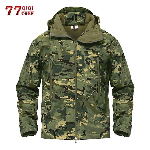 

tad waterproof army tactical jacket men winter warm softshell camouflage jacket windbreaker hunt fleece coats, Black;brown