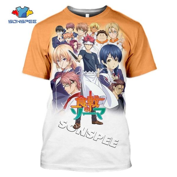 

anime print food wars shokugeki no soma summer casial boys 3d print shirts kawaii oversized horror men clothing