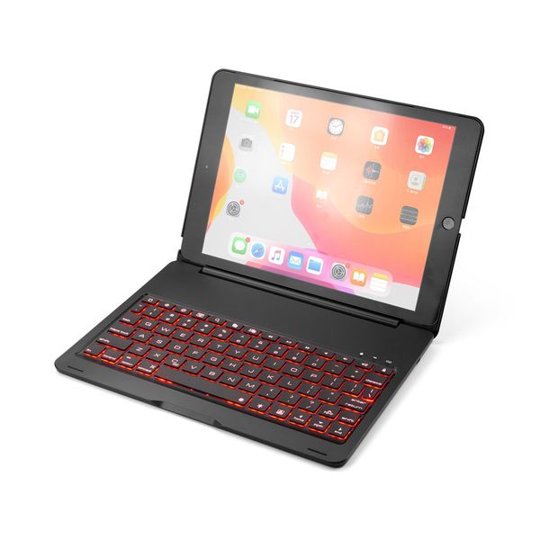 Bluetooth caixa de teclado para novo ipad 10 2 10 5 polegadas capa com 7 cores LED backlight alumínio f102s