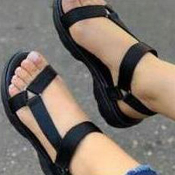 

big size 43 2020 ins multi colors casual shoes woman flat dropship comfortable sandals female, Black